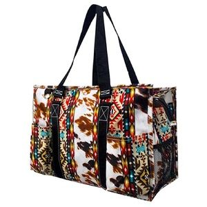 Cow Print Western Serape Print Tote Large Purse